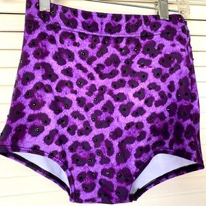 Rhinestoned cheetah print dance briefs